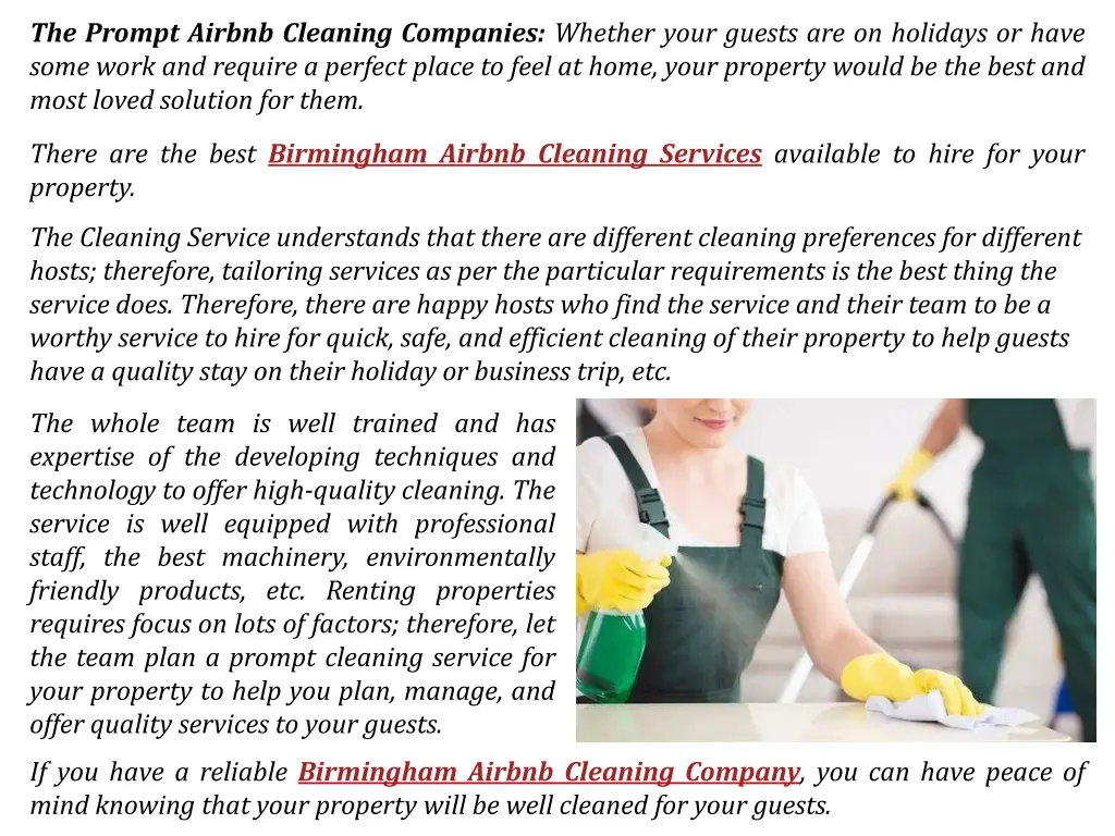 the prompt airbnb cleaning companies whether your