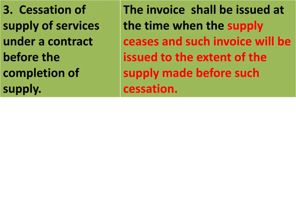 3 cessation of supply of services under