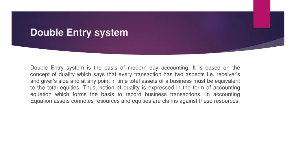 double entry system