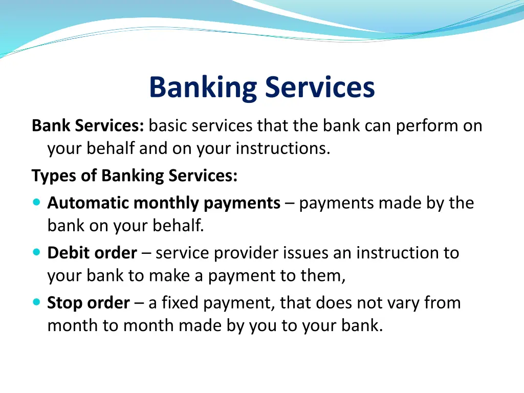 banking services