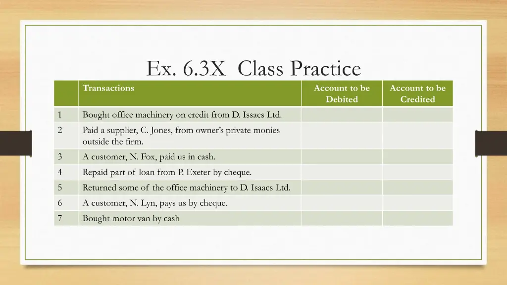 ex 6 3x class practice