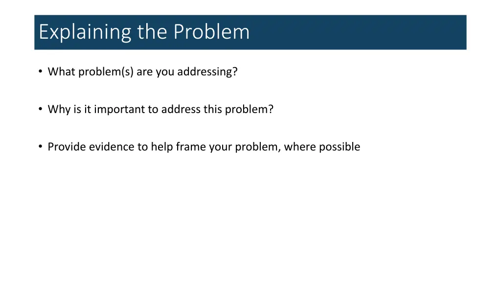 explaining the problem