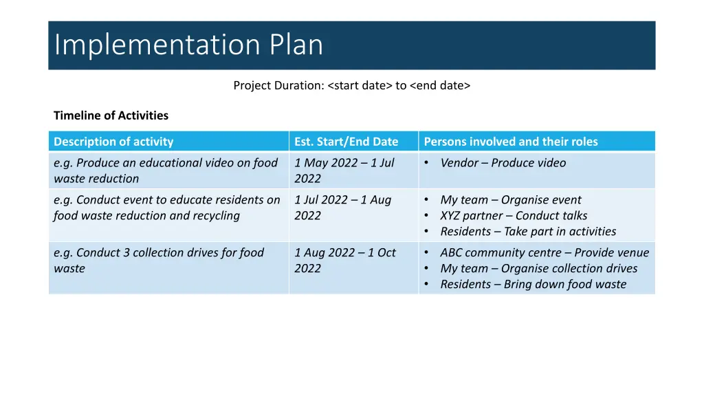 implementation plan