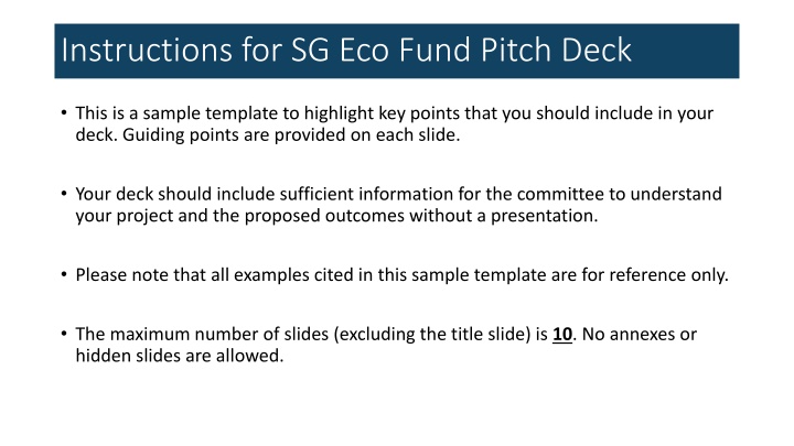 instructions for sg eco fund pitch deck