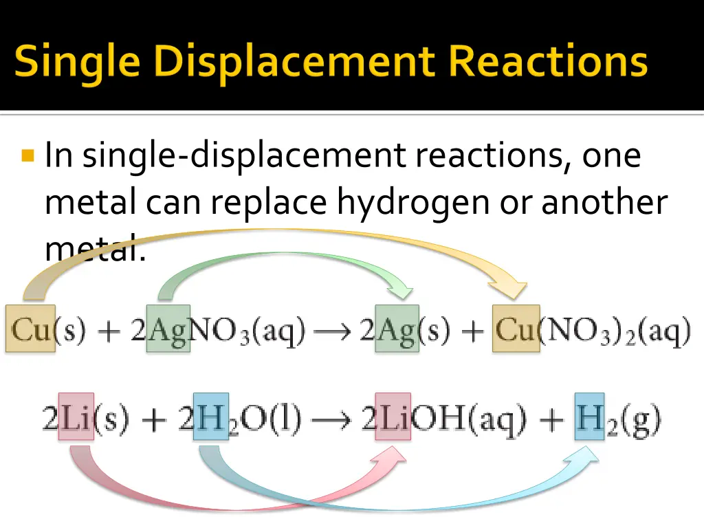 in single displacement reactions one metal