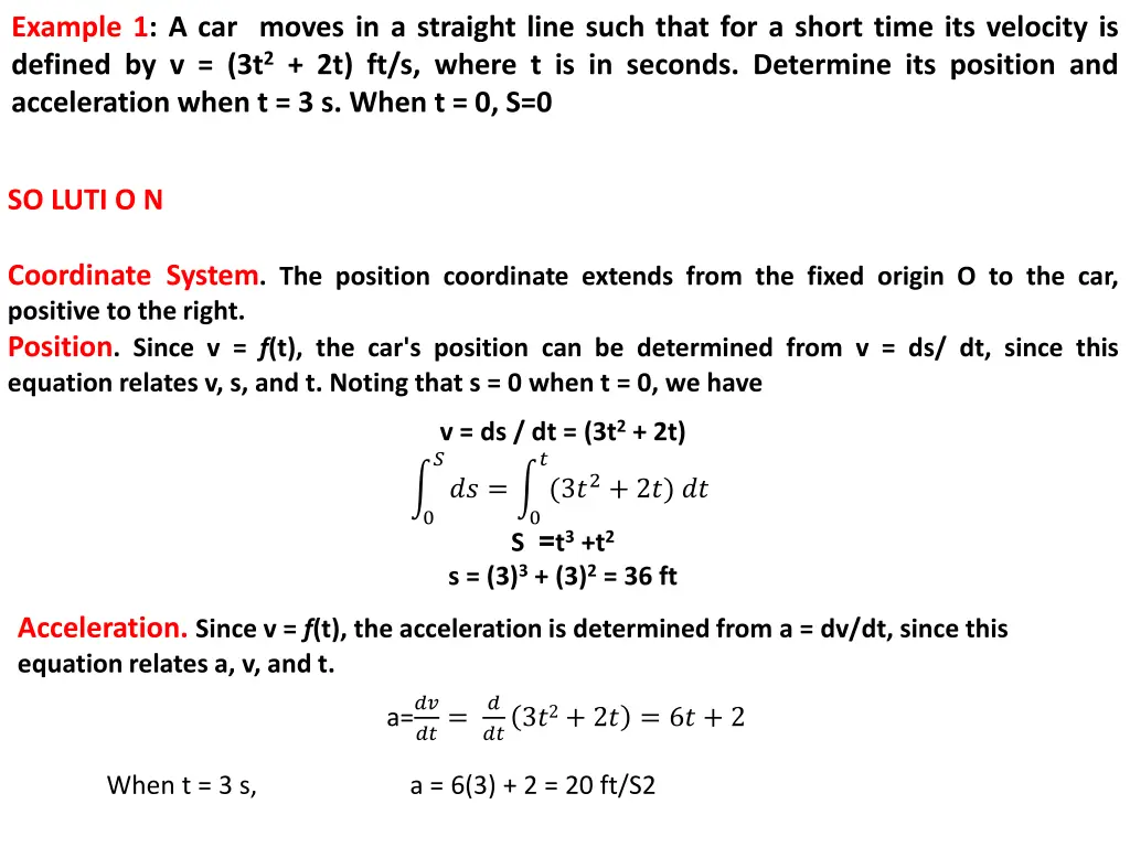 example 1 a car moves in a straight line such