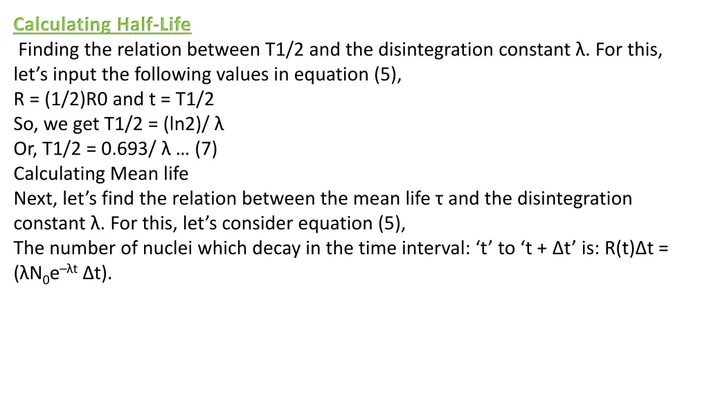 calculating half life finding the relation