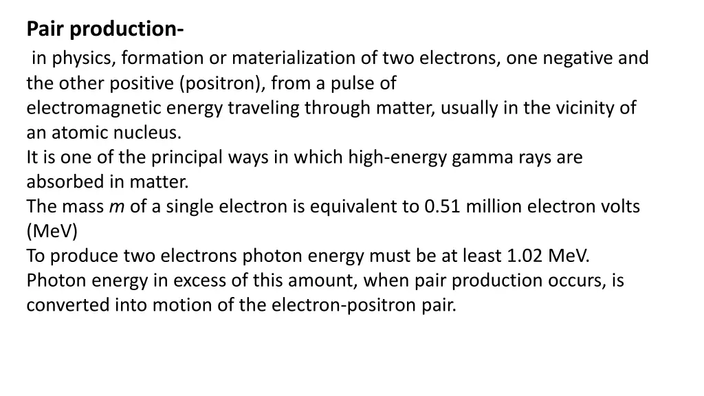 pair production in physics formation