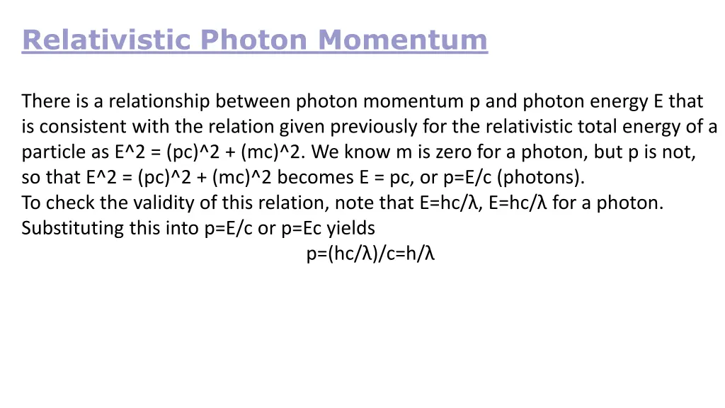 relativistic photon momentum