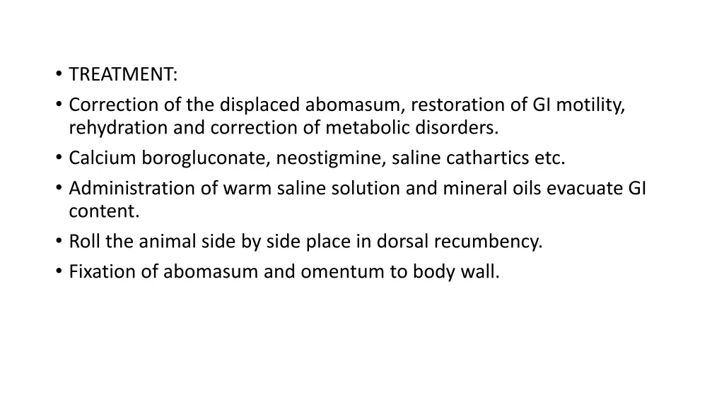 treatment correction of the displaced abomasum