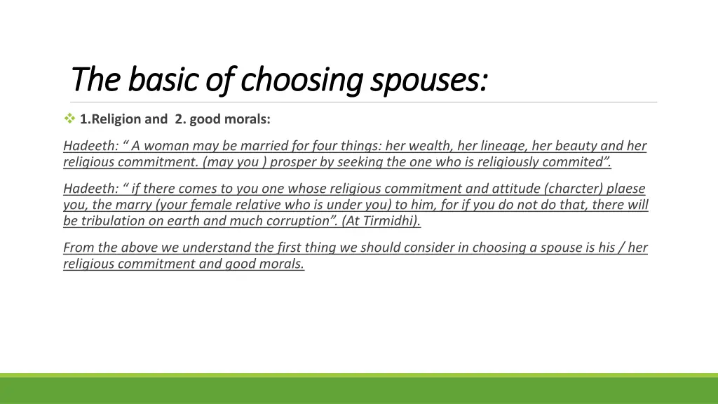 the the basic of choosing spouses basic