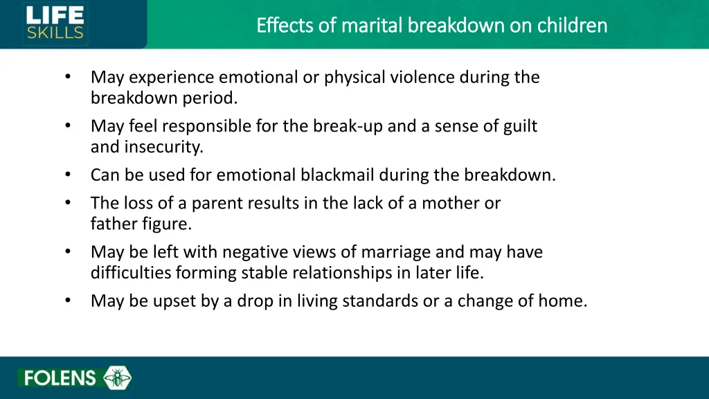 effects of marital breakdown on children effects