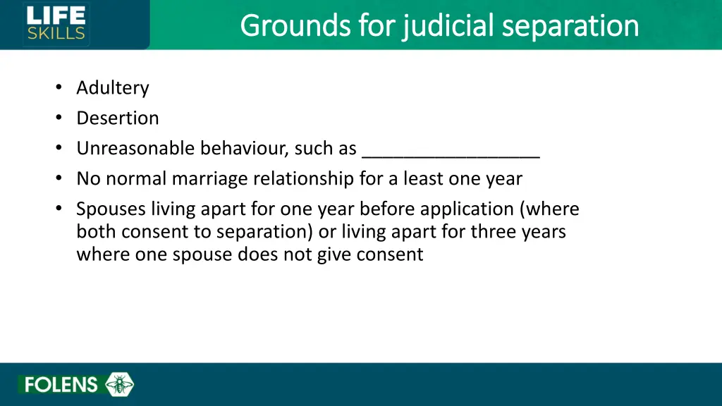 grounds for judicial separation grounds