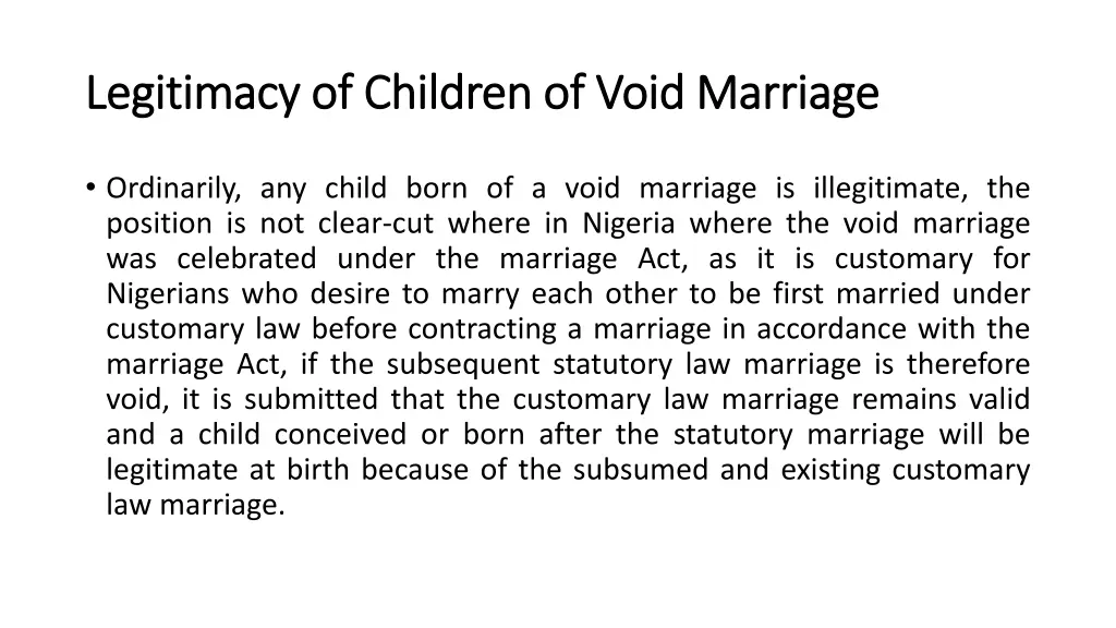 legitimacy of children of void marriage