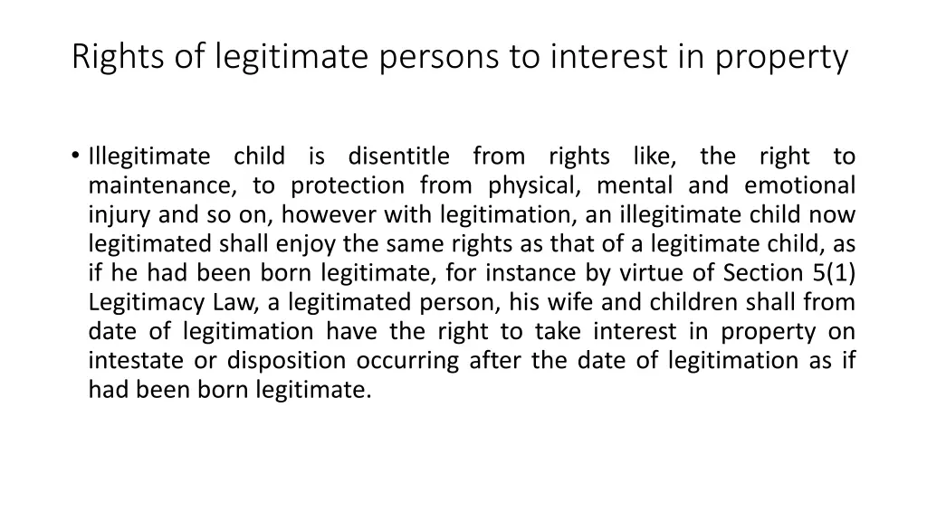 rights of legitimate persons to interest