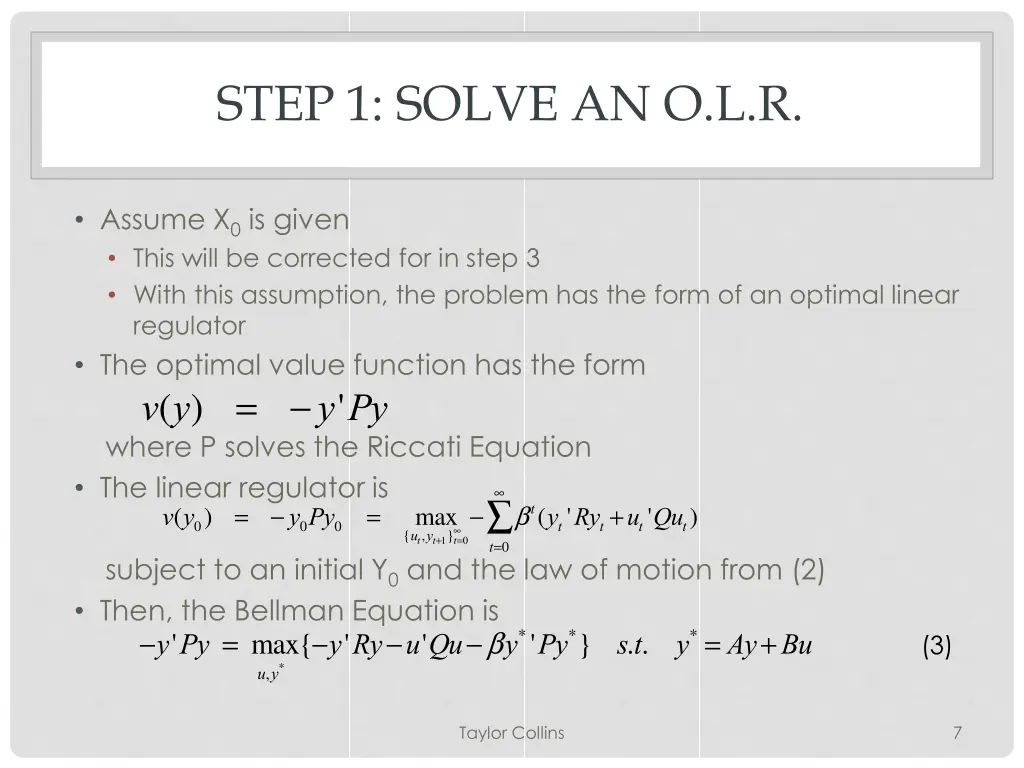 step 1 solve an o l r