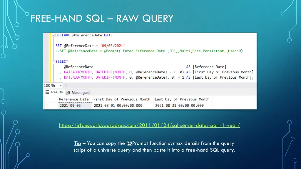 free hand sql raw query