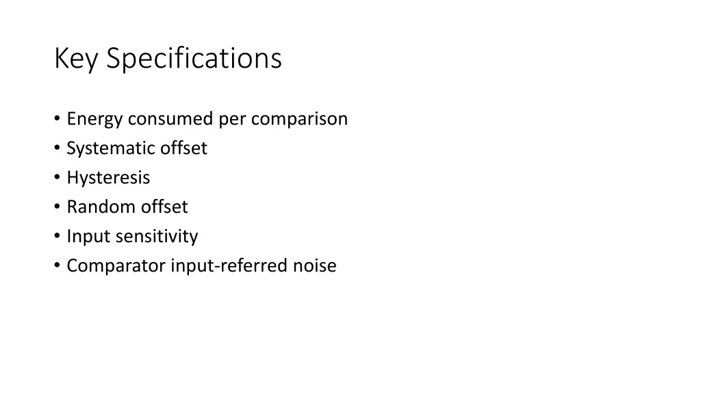 key specifications