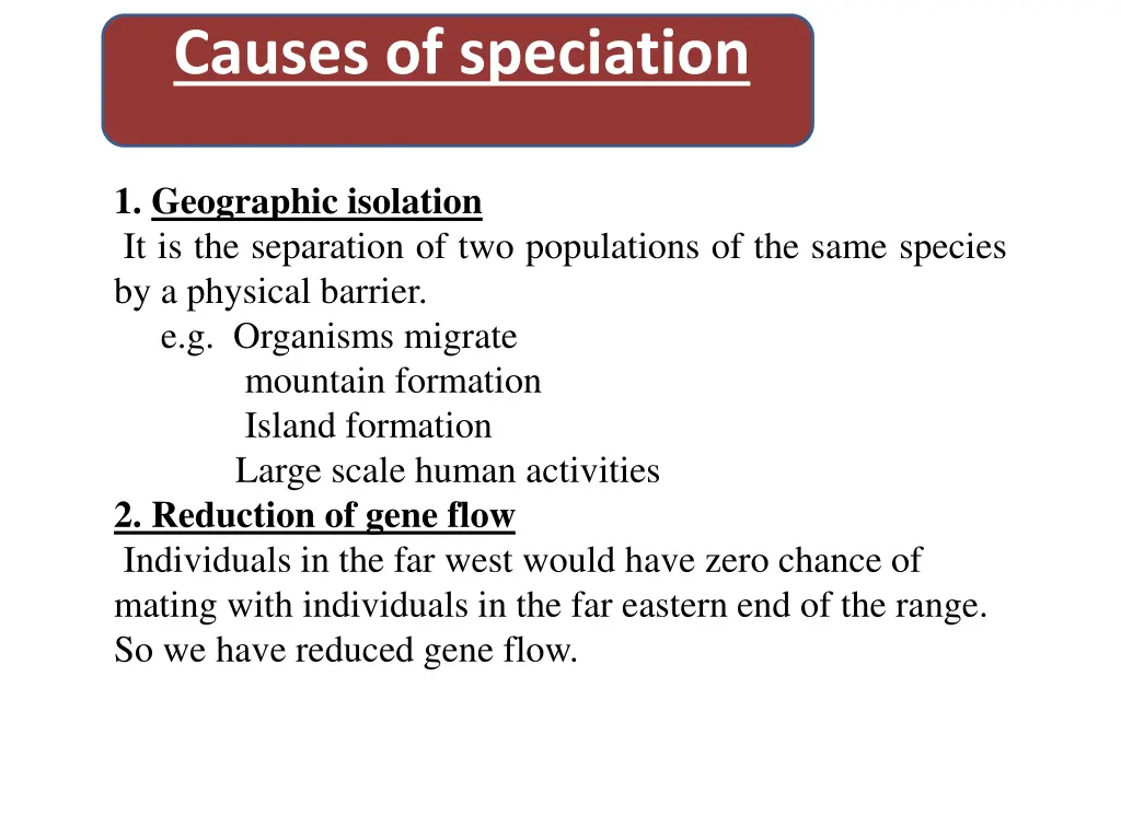 causes of speciation