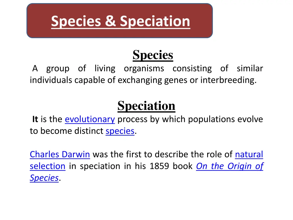 species speciation