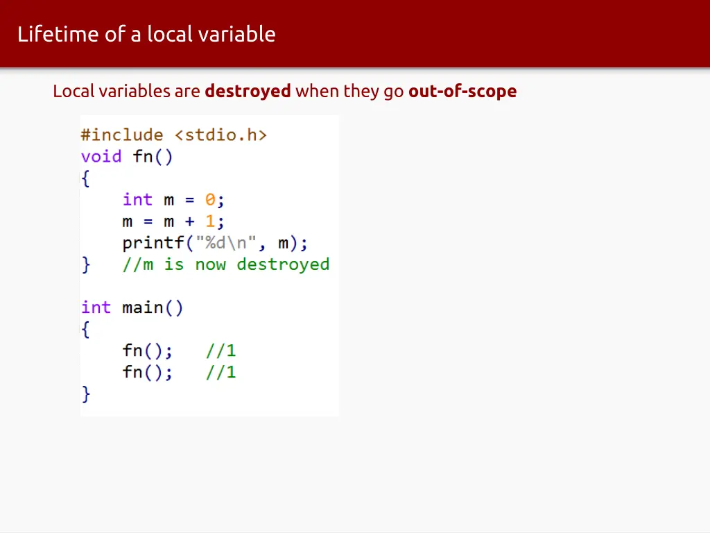 lifetime of a local variable