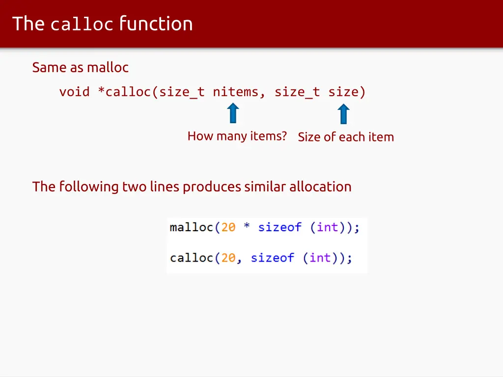 the calloc function