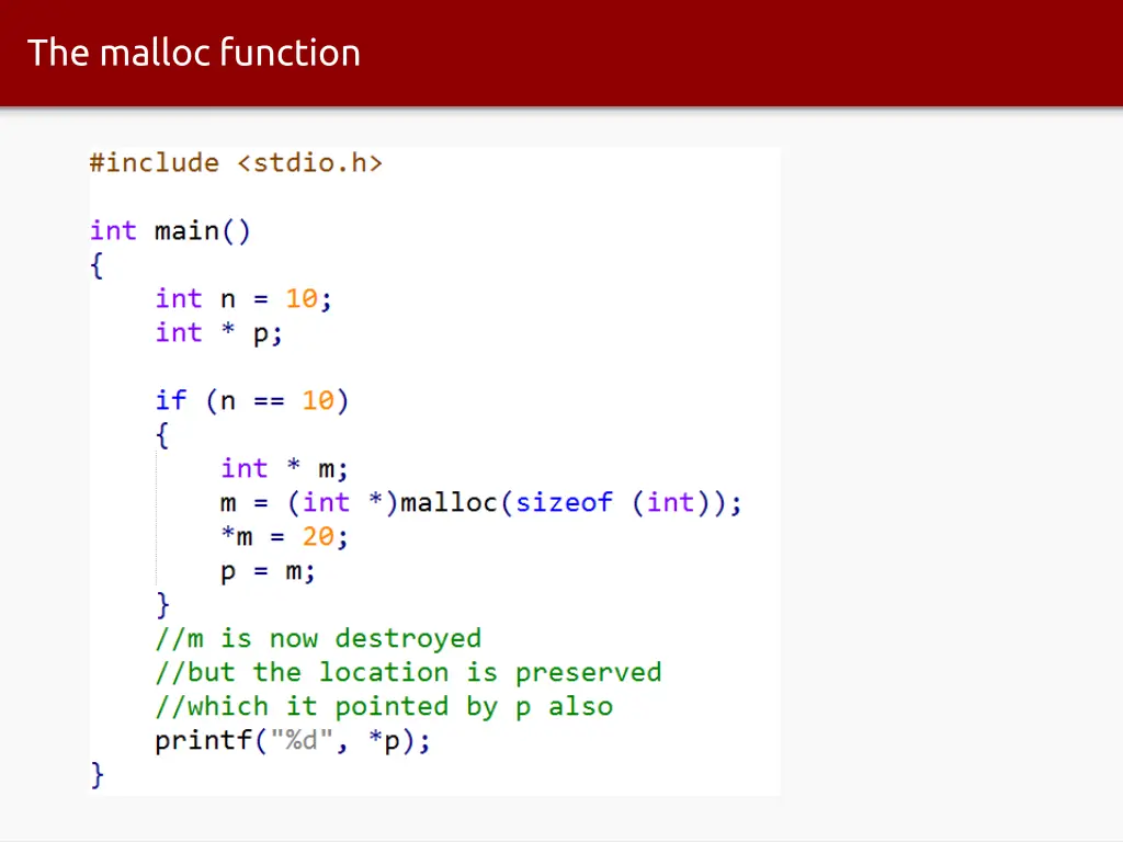 the malloc function 1