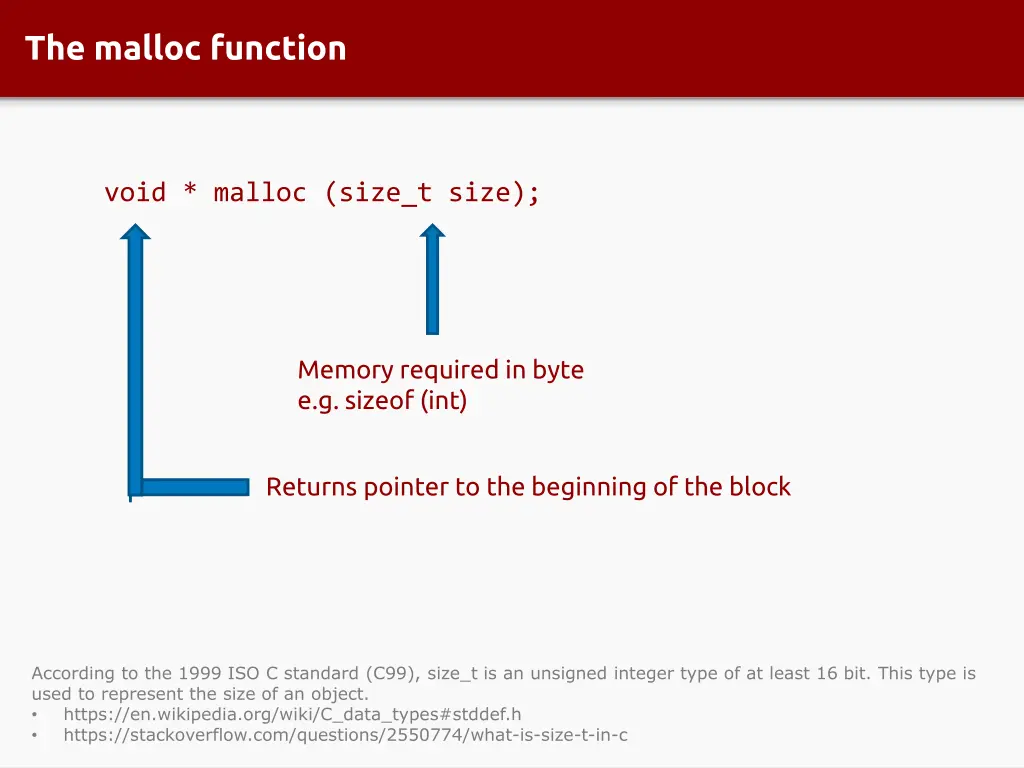 the malloc function