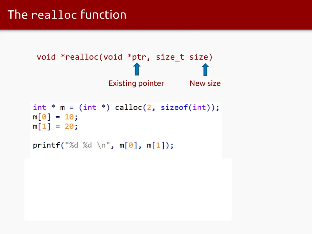 the realloc function 2