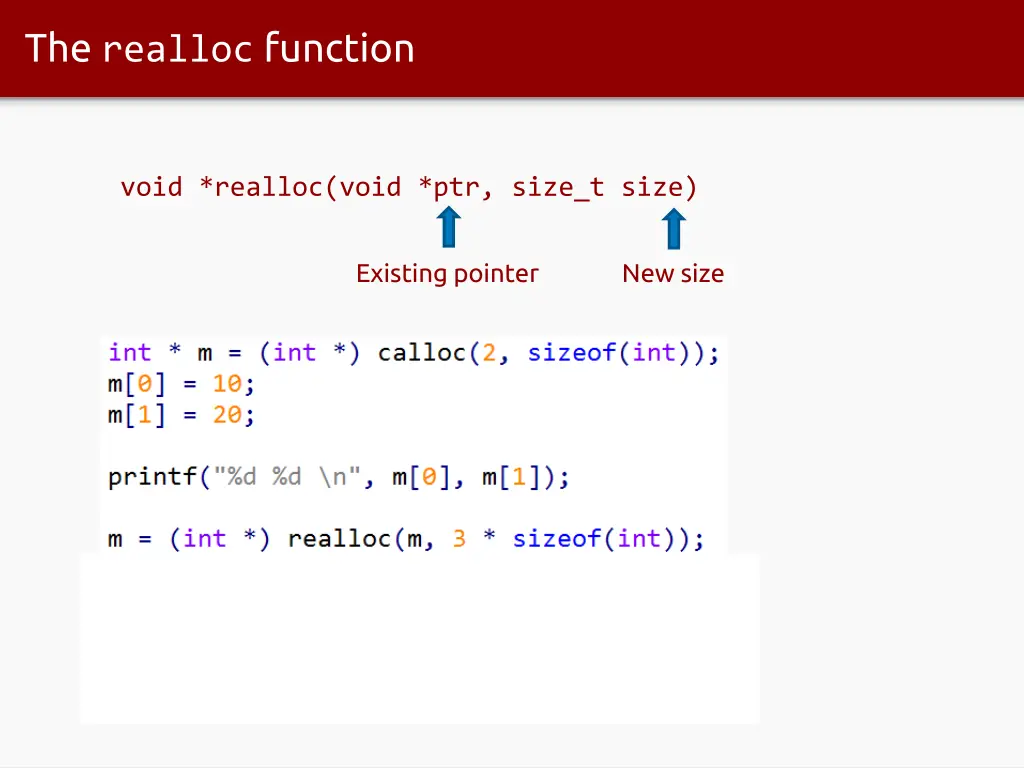 the realloc function 3