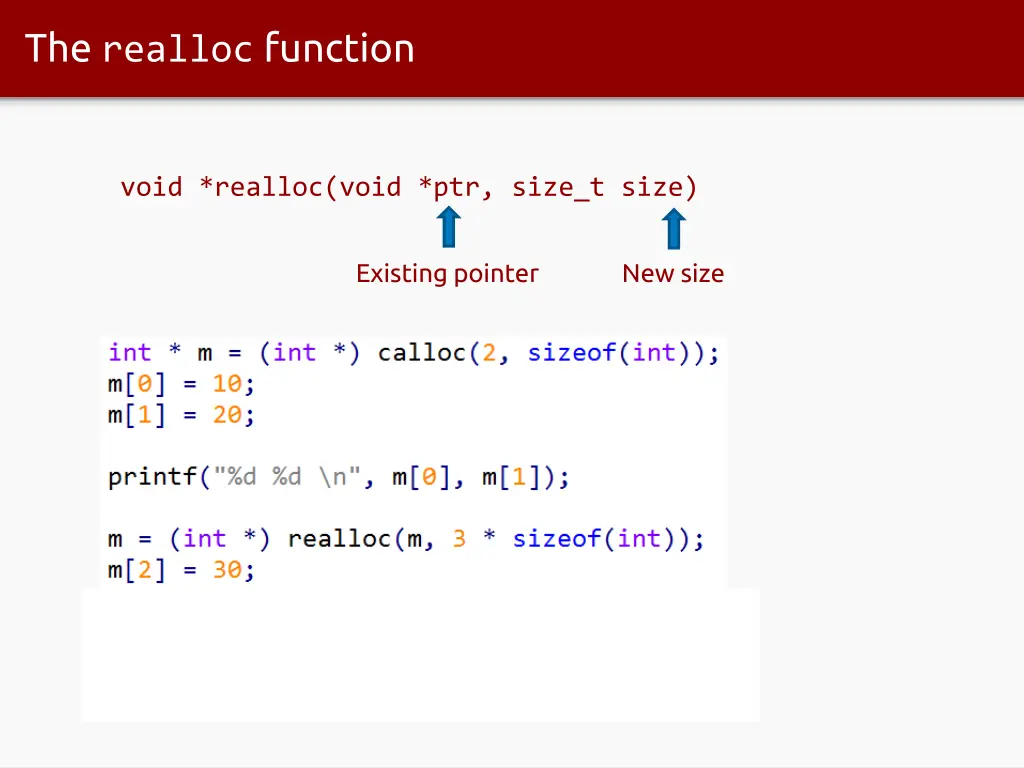 the realloc function 4