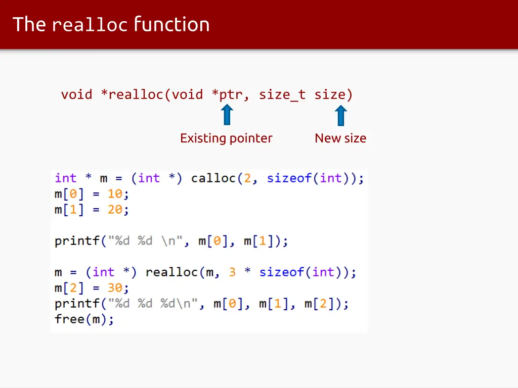 the realloc function 5