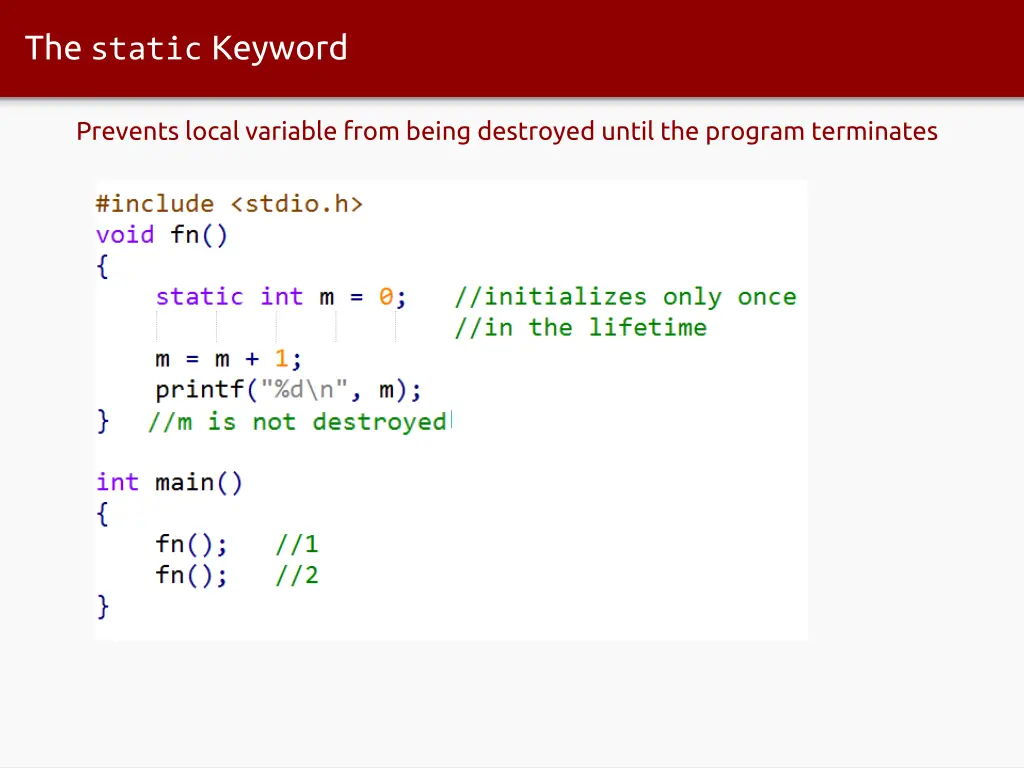 the static keyword 1