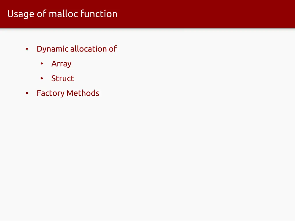 usage of malloc function