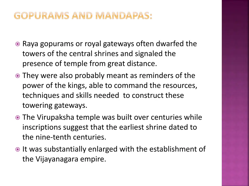 gopurams and mandapas