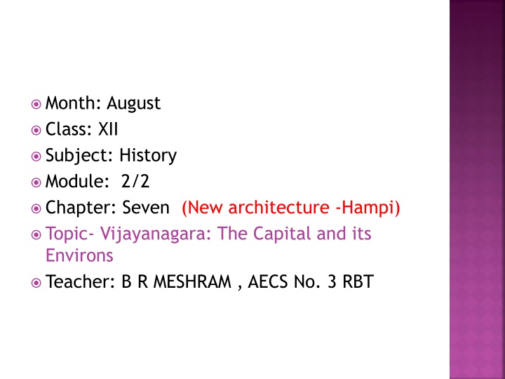 month august class xii subject history module