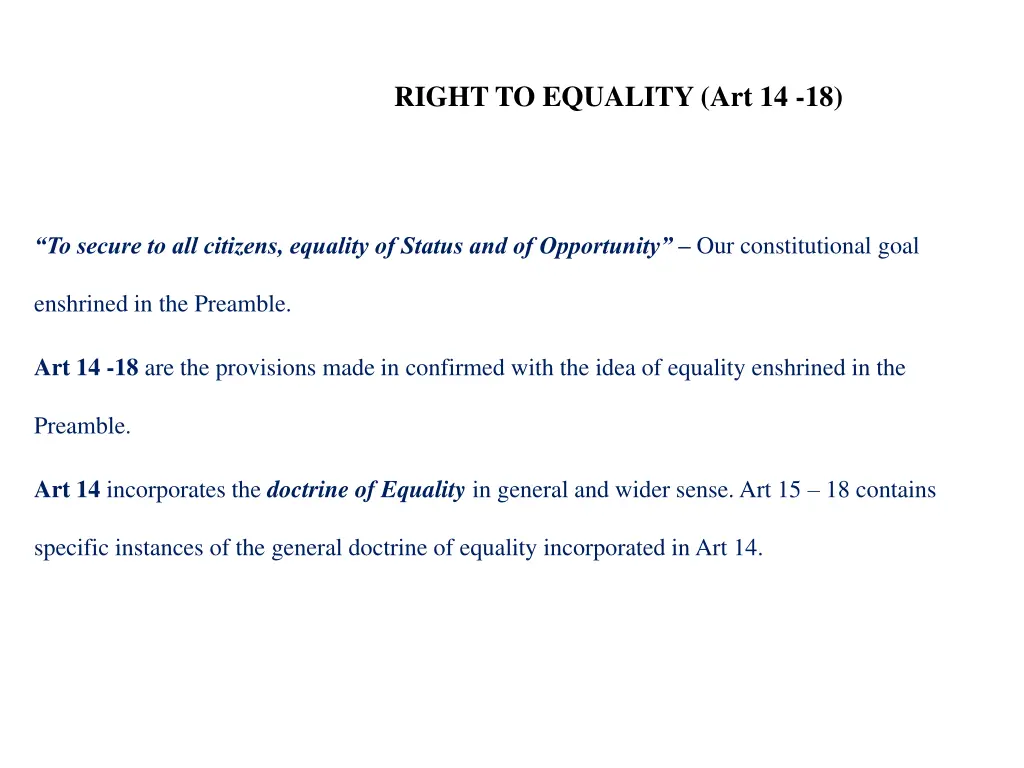 right to equality art 14 18