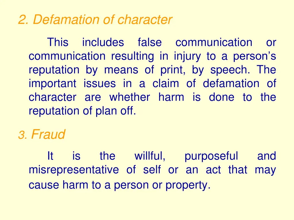 2 defamation of character