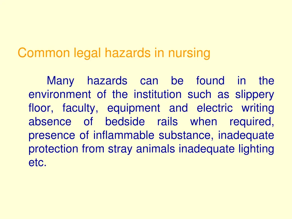 common legal hazards in nursing