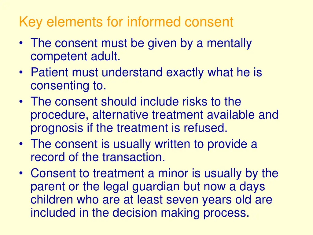 key elements for informed consent the consent