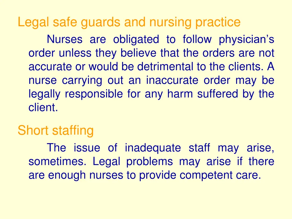 legal safe guards and nursing practice nurses