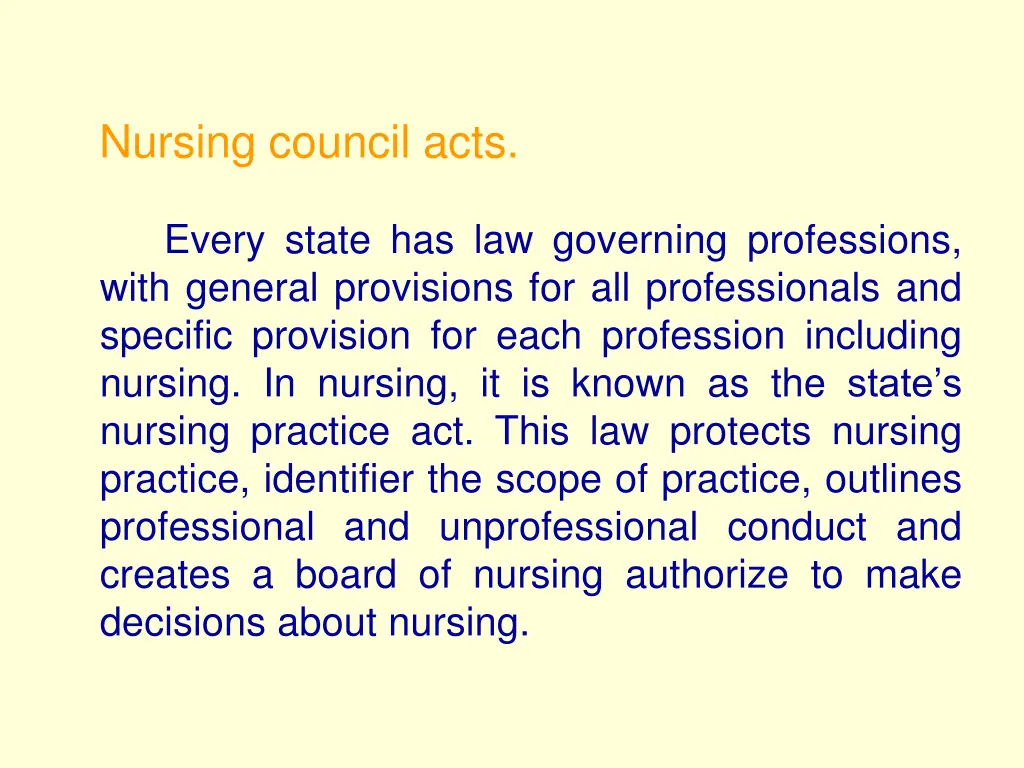 nursing council acts