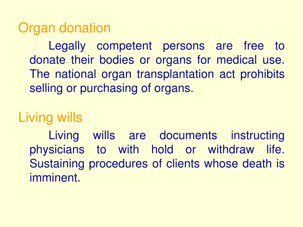 organ donation legally competent persons are free