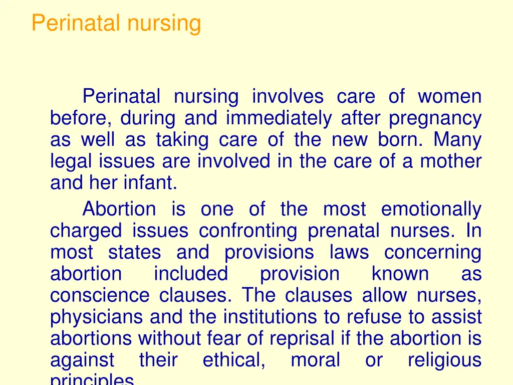 perinatal nursing