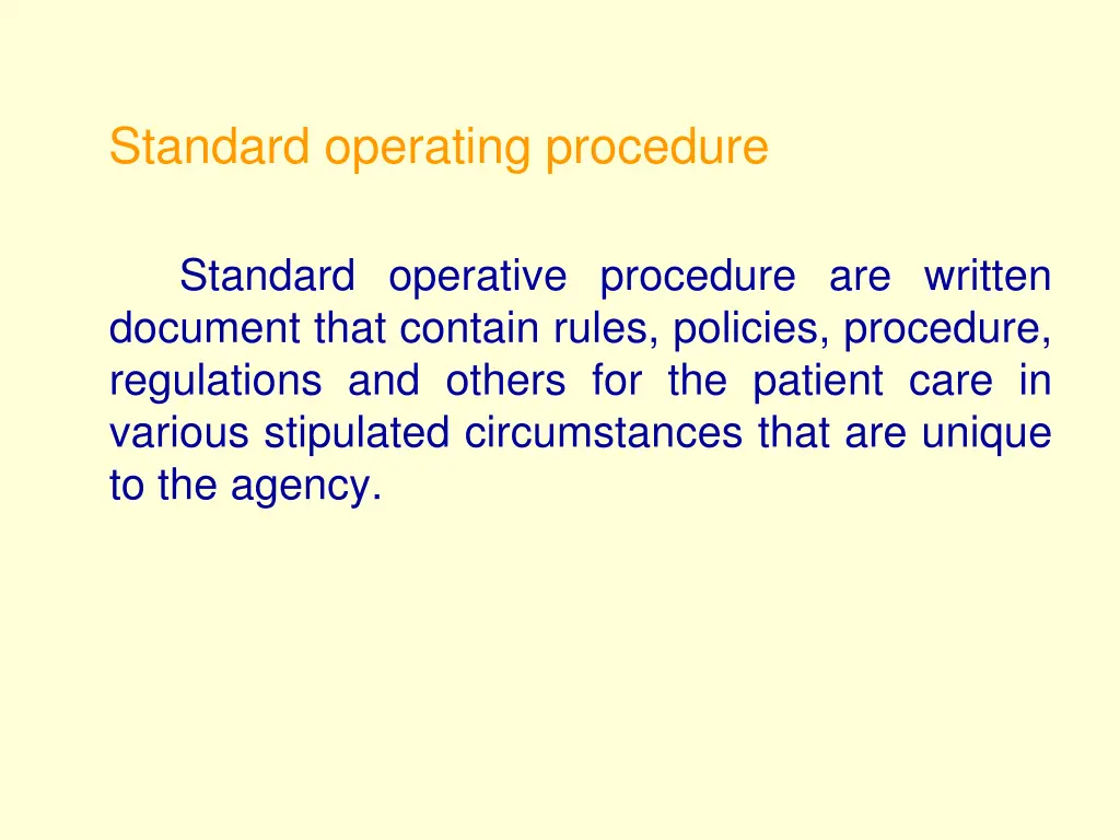 standard operating procedure standard operative