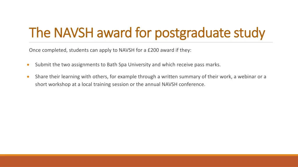 the navsh award for postgraduate study the navsh