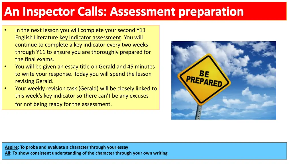 an inspector calls assessment preparation