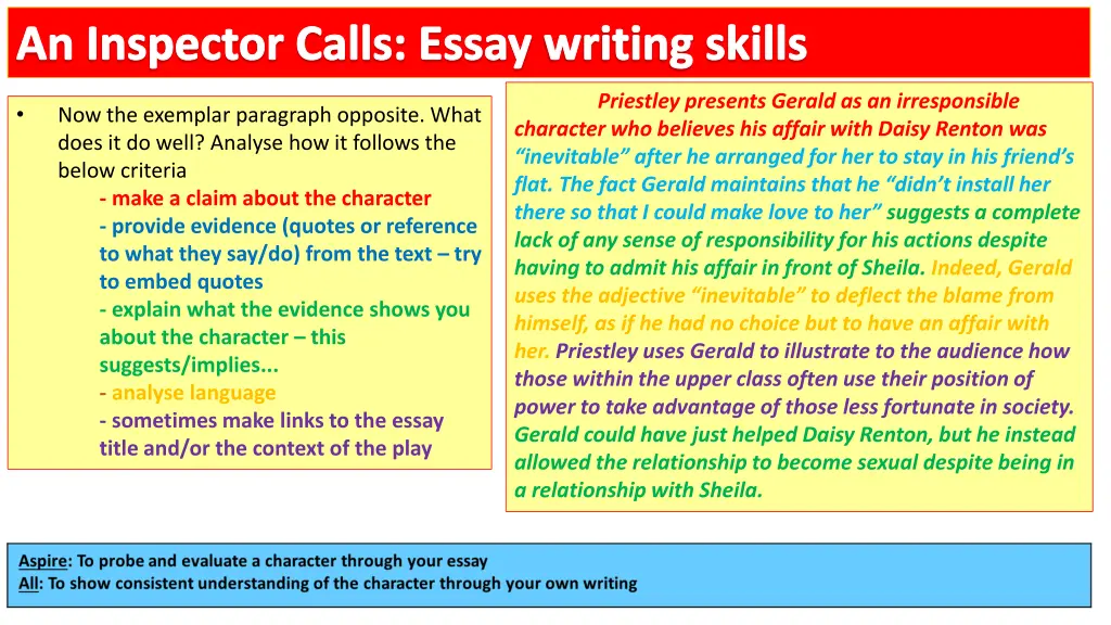 an inspector calls essay writing skills