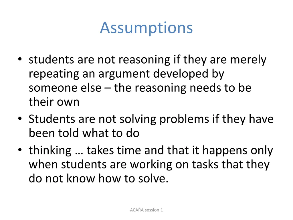 assumptions