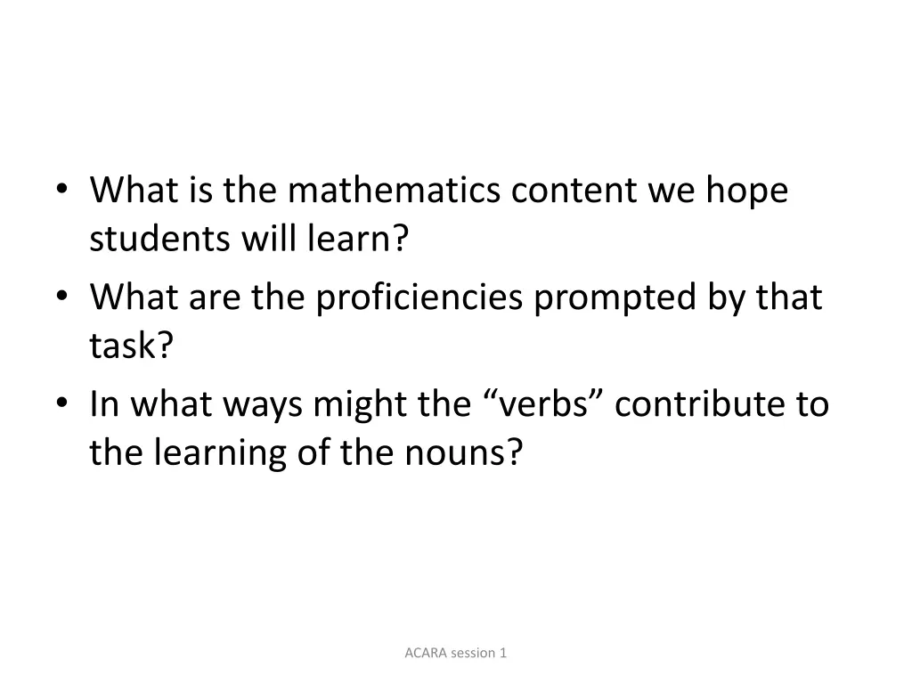 what is the mathematics content we hope students 1